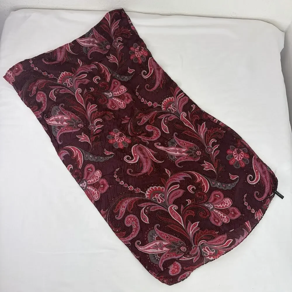 Talbots Paisley Print Burgundy Scarf Rectangular 60